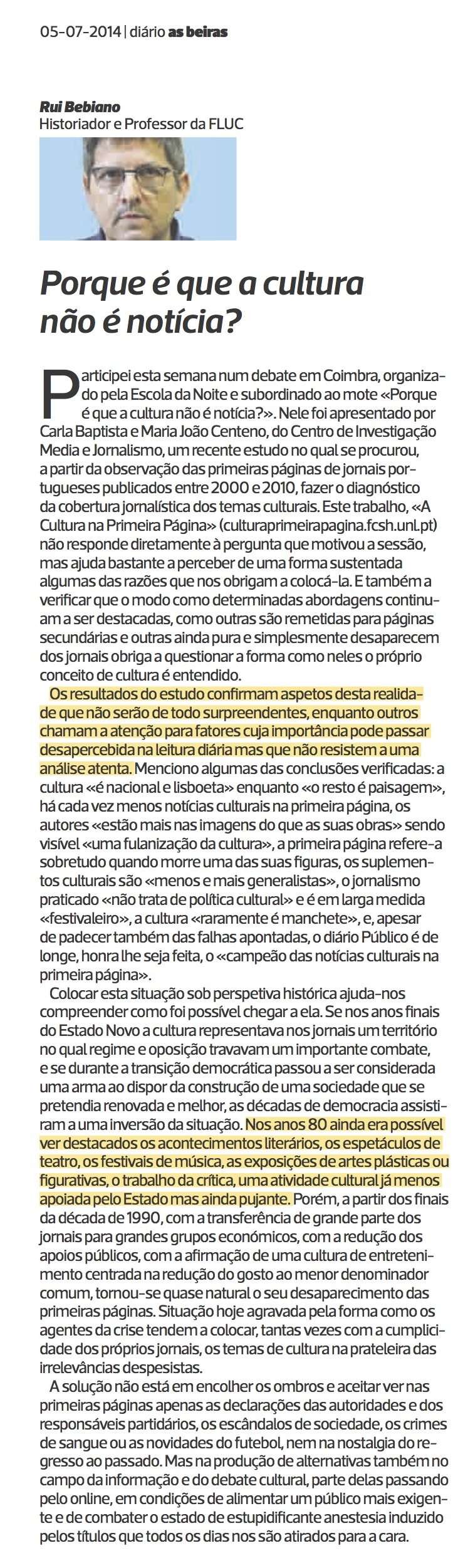 Diário As Beiras, 05/07/2014 (clique para aumentar)